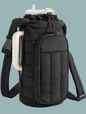 Quilted Water Bottle Sling Bag with Phone Pocket